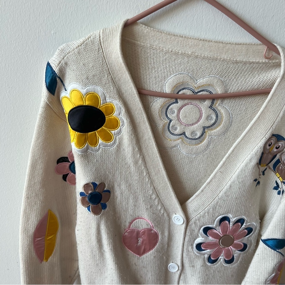 Cynthia Rowley Fun Patches Cardigan Small - Picture 5 of 9